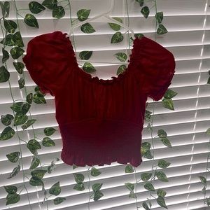 a red scrunched crop top from hollister. never worn